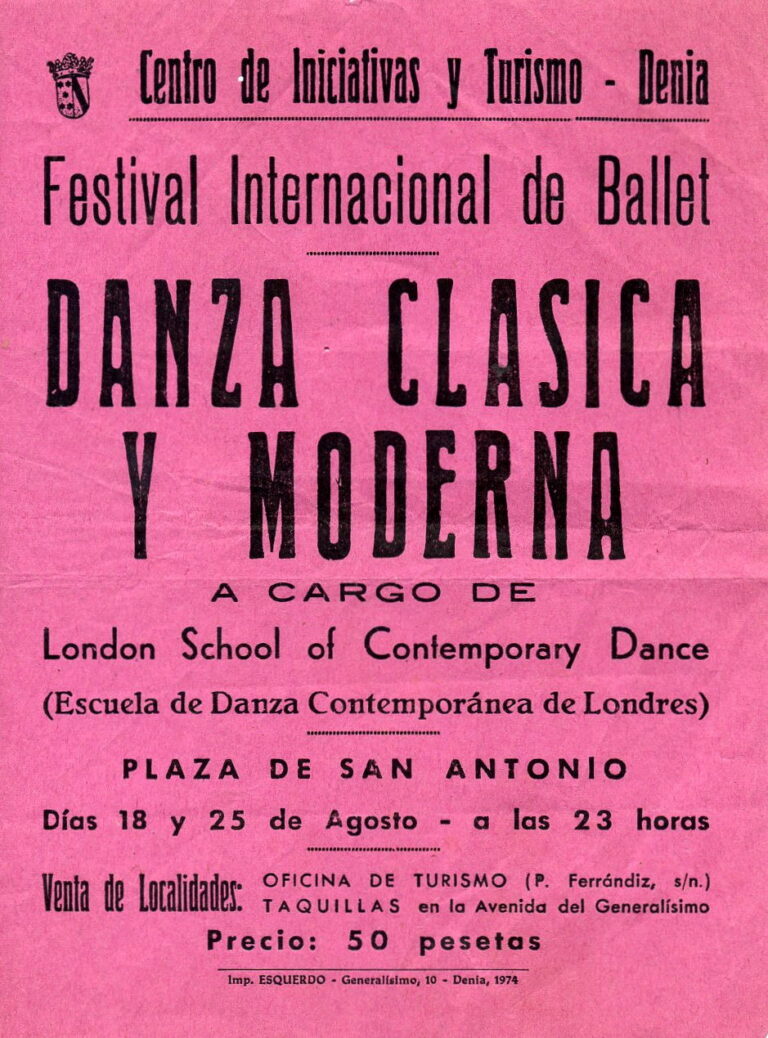Poster for Denia Dance Performances 1974